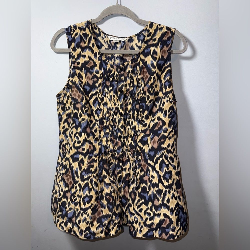 Womens Pendleton Button Front 100% Silk Sleeveles… - image 1